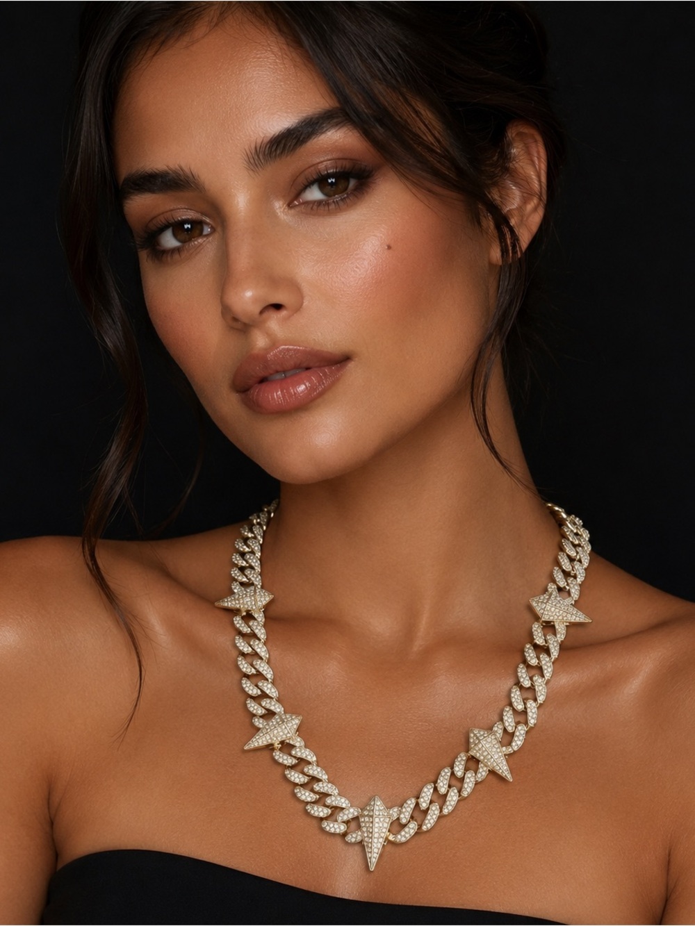 19” Pavé Cuban Link Necklace with Diamond Accents - Silver